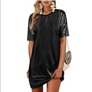 Womens Short Black Summer Glitter Dress - by Style Dome - XL